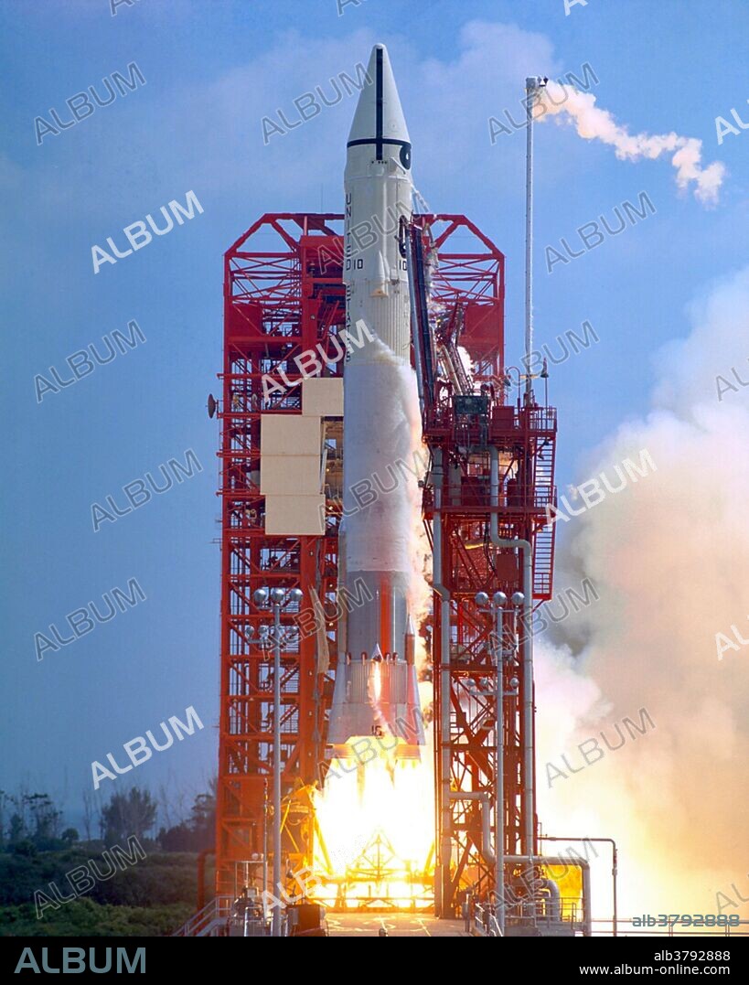 The Atlas-Centaur 10, carrying the Surveyor 1 spacecraft, lifting off from Pad 36A. The Surveyor 1 mission scouted the lunar surface for future Apollo manned lunar landing sites. Surveyor 1, the first of the Surveyor missions to make a successful soft landing, proved the spacecraft design and landing technique. In addition to transmitting over 11,000 pictures, it sent information on the bearing strength of the lunar soil, the radar reflectivity, and temperature. Surveyor 1 was launched on May 30, 1966 and landed on June 2, 1966.