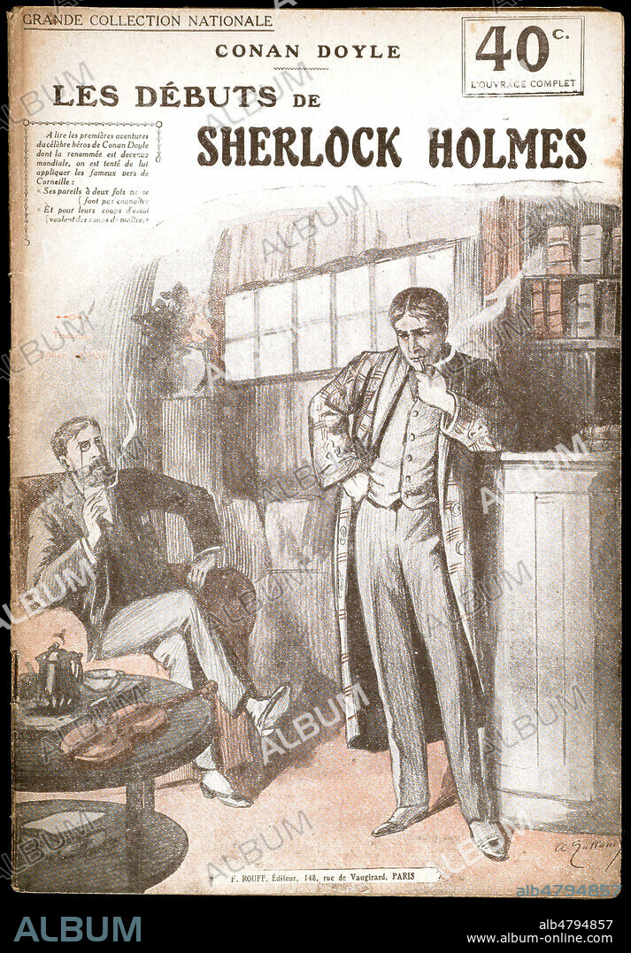 Couverture des Debuts de Sherlock Holmes, par Arthur Conan DOYLE (1859-1930) illustree par Andre GALLAND (1886-1965) ADAGP . Edite vers 1910 chez F. Rouff. Credit : Collection Kharbine-Tapabor.