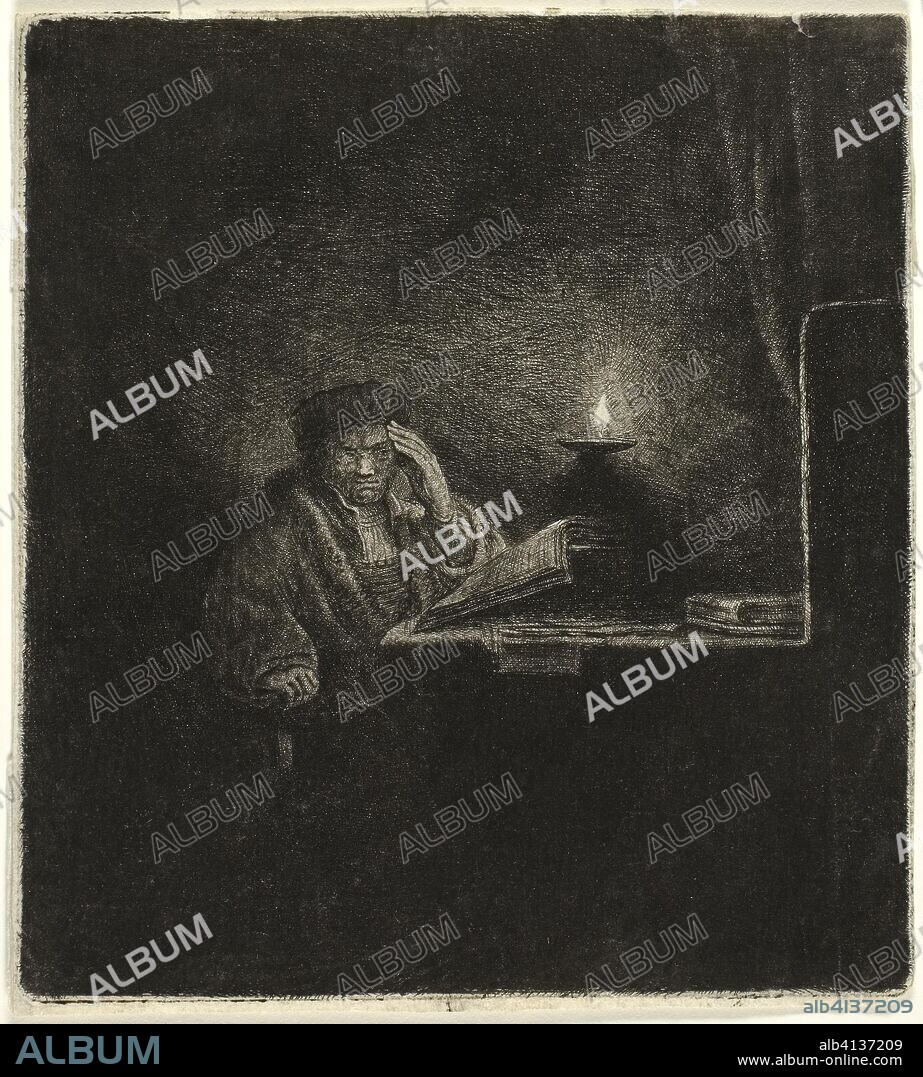 Student at a Table by Candlelight. Salomon Savery (Dutch, 1594-1683); after Rembrandt van Rijn (Dutch, 1606-1669). Date: 1637-1670. Dimensions: 143 x 130 mm (image); 145 x 131 mm (plate); 147 x 132 mm (sheet). Etching on paper. Origin: Netherlands.