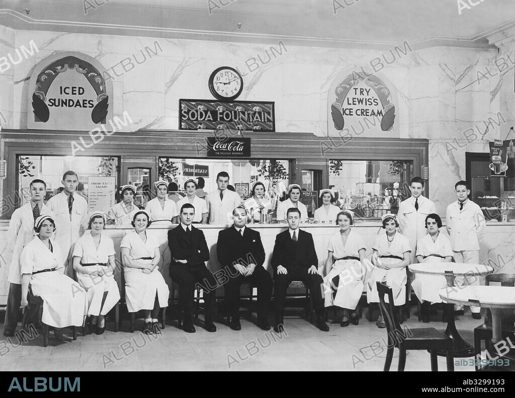 The Lewis's Department Store's Soda Fountain and Staff.  Manchester,  c1933.