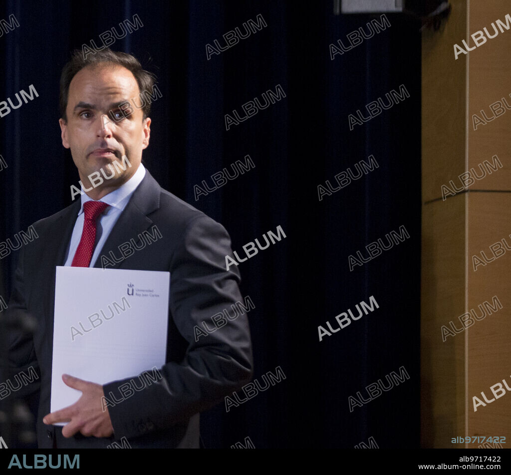 Madrid, 04/06/2018. The rector of the Rey Juan Carlos University, Javier Ramos, during his appearance before the press about Cristina Cifuentes' master's degree. Photo: Ignacio Gil. ARCHDC.