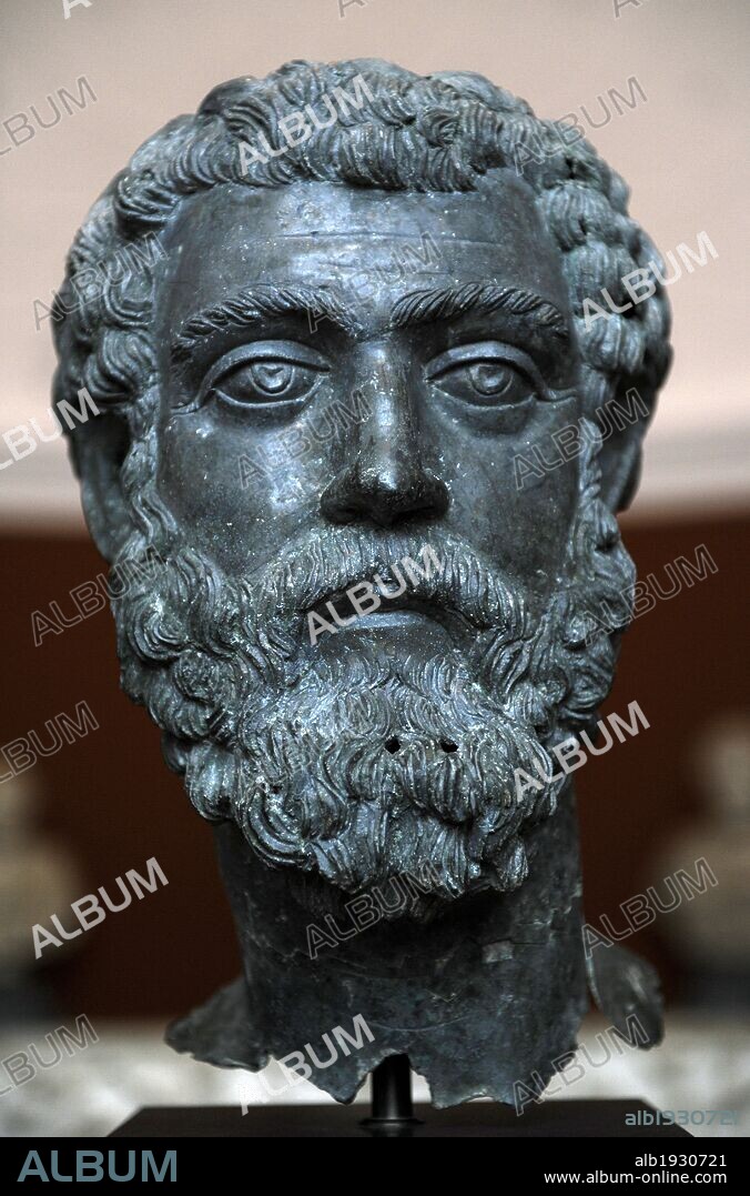 Septimius Severus (145-211). Roman Emperor from 193 to 211. Bust. Bronze. From Asia Minor. Carlsberg Glyptotek Museum. Copenhagen. Denmark.