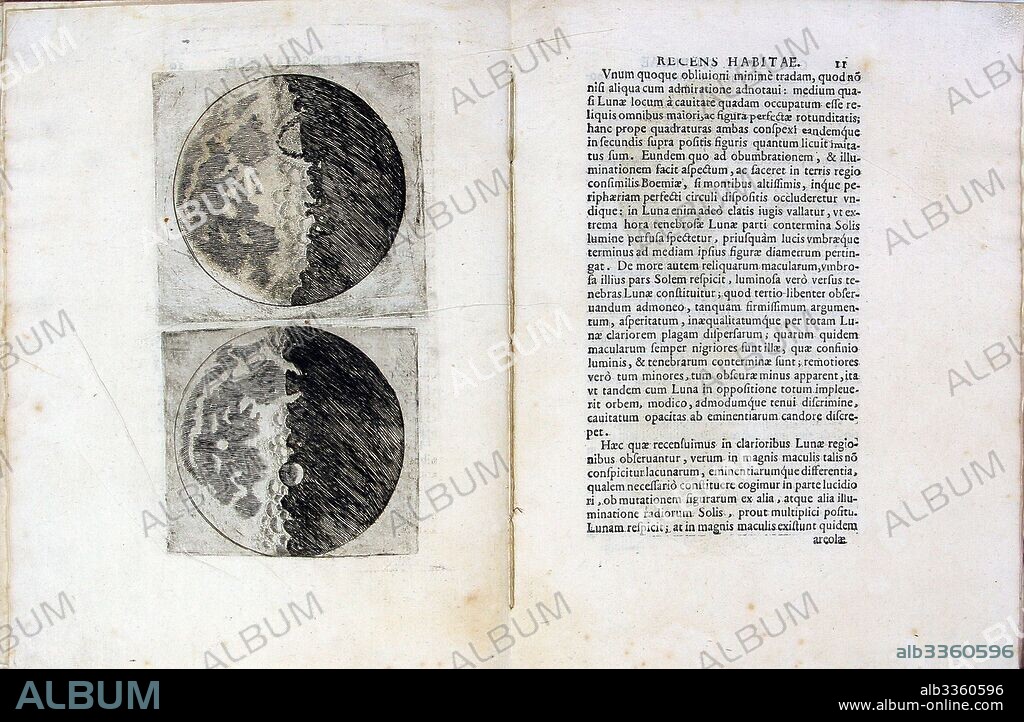 Leaf of book "Sidereus Nuncius (Sidereal Messenger)" by Galileo Galilei.