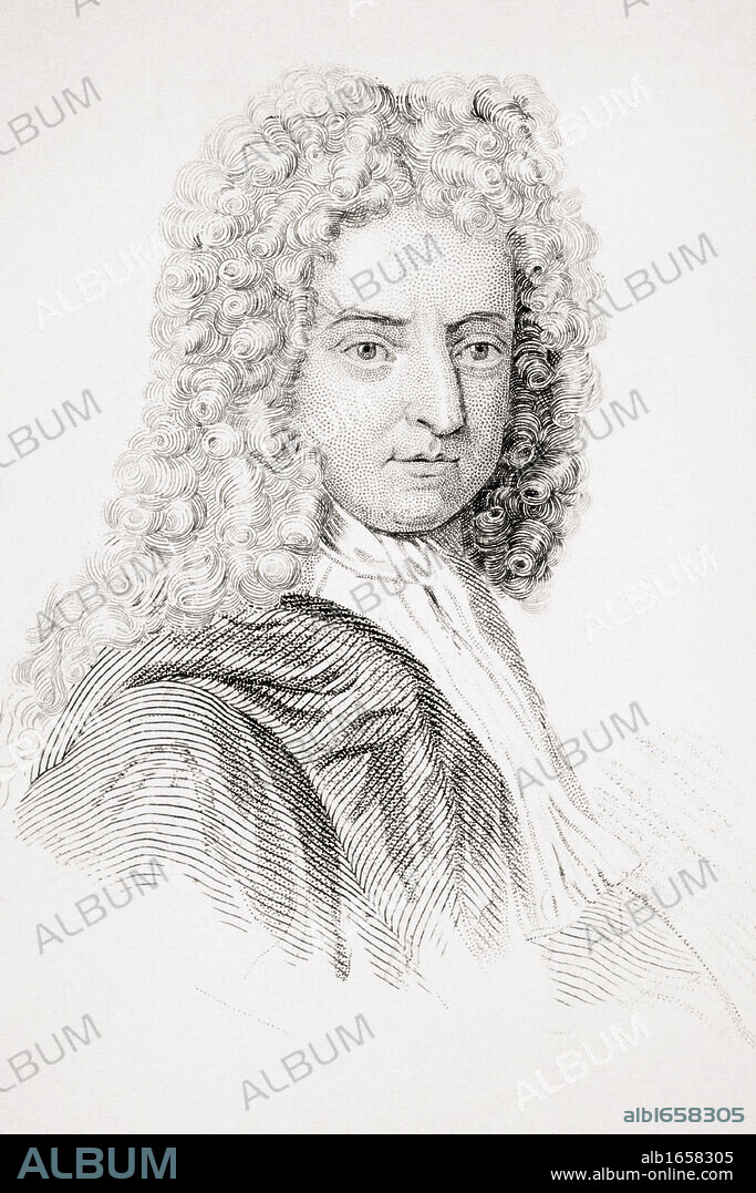 Daniel Defoe 1660 - 1731 English novelist and journalist From Old England's Worthies by Lord Brougham and others published London circa 1880's.