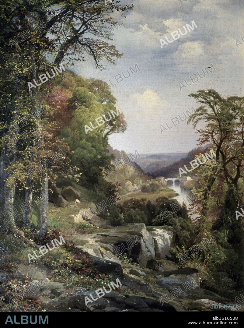 Early Autumn or Along the Wissahickon   1876  Thomas Moran (1837-1926/American)   Oil on Canvas  David David Gallery, Philadelphia.