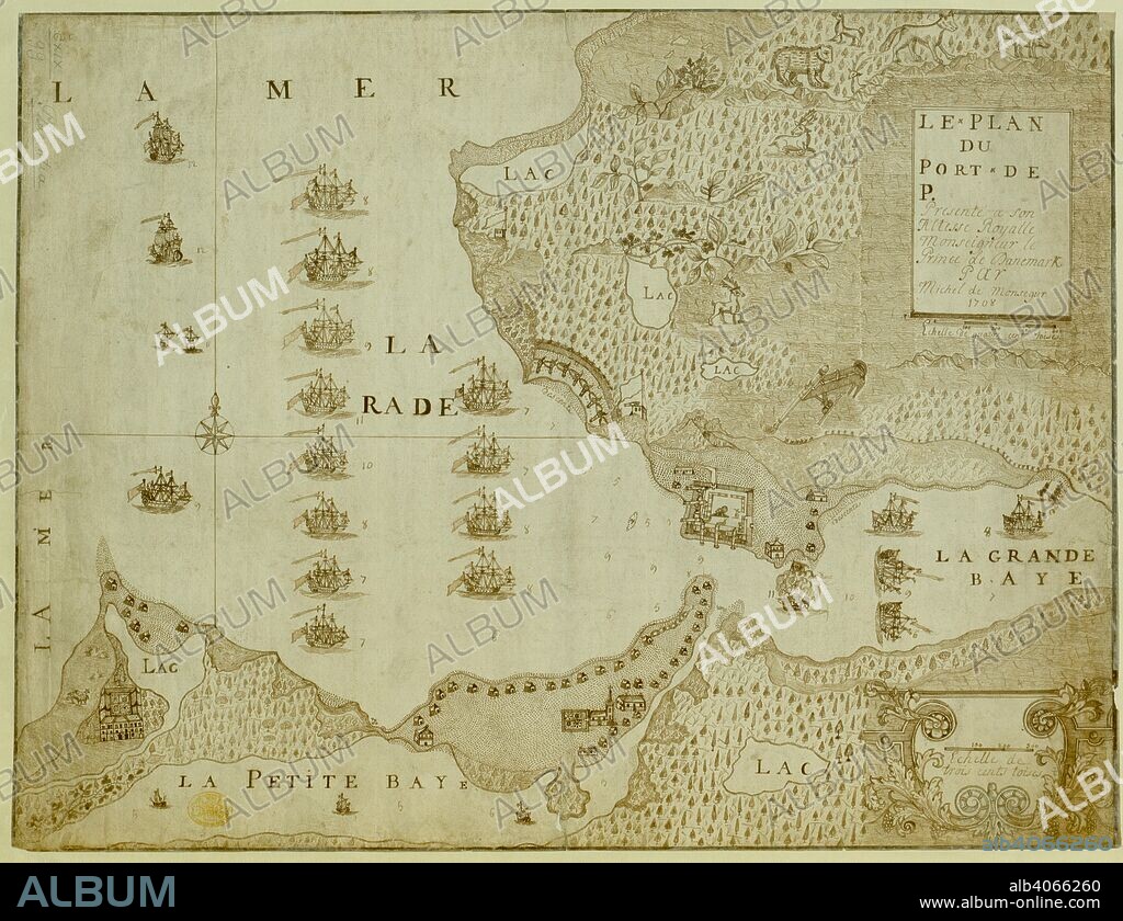 A manuscript map of Placentia (Plaisance), Newfoundland. LE PLAN DU PORT DE P. [Placentia?] : Michel de Monsegur, 1708. Source: Maps K.Top.119.99. Language: French.