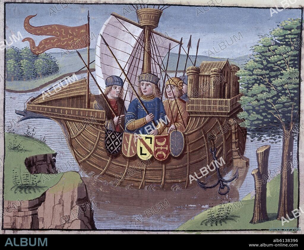 ANTOINE VERARD (1450/1519) IMPRESOR. MINIATURA-SOLDADO DEL EJERCITO DE CARLOMAGNO.