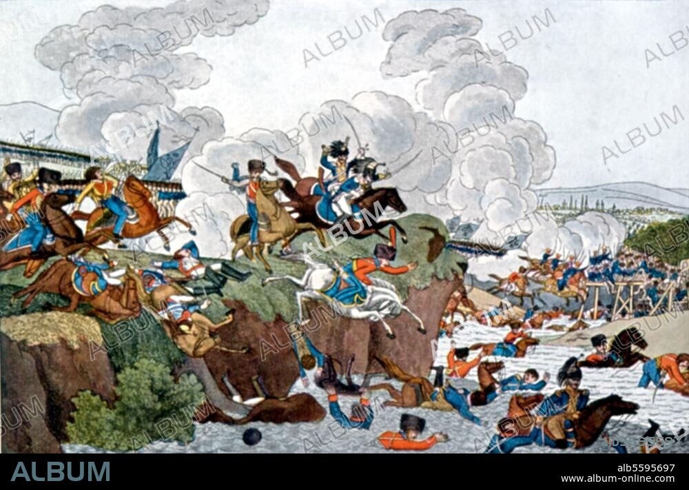 Befreiungskriege 1813-15:. Schlacht an der Katzbach, 26. August. 1813. "Schlacht an der Katzbach". (Sieg Blüchers und Gneisenaus über Macdonald, Marschall Napoleons). Leipziger Bilderbogen, zeitgenössisch.