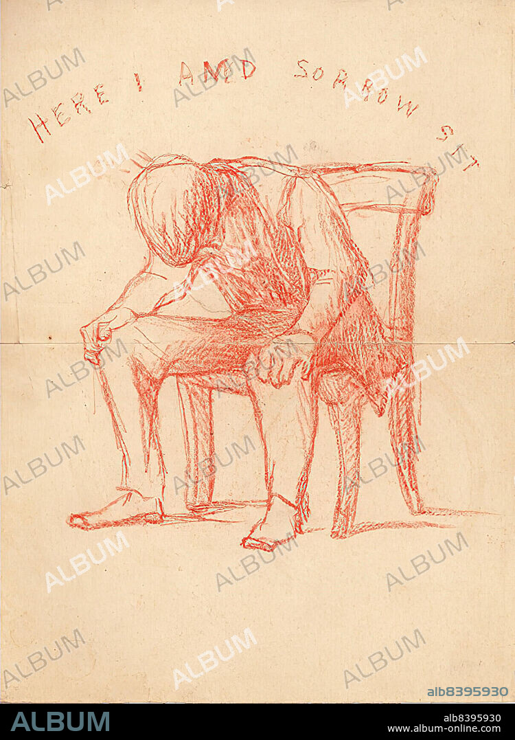 William James/ «Here I and Sorrow Sit» dibujo en papel, hacia 1860-1869.
Biblioteca de Harvard.