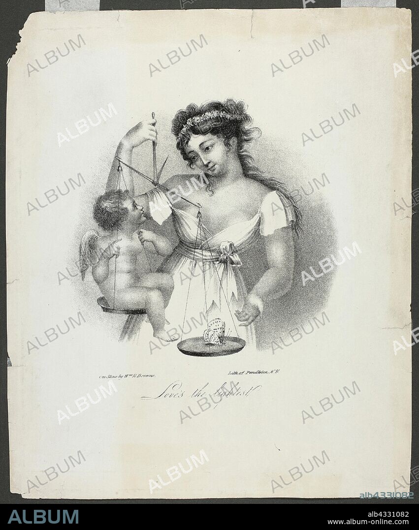 Love’s the Lightest, n.d., William Browne (American, 1814-1877), published by Pendleton Lithography (Boston), United States, Lithograph on off-white wove paper, 150 x 139 mm (image), 247 x 204 mm (sheet).
