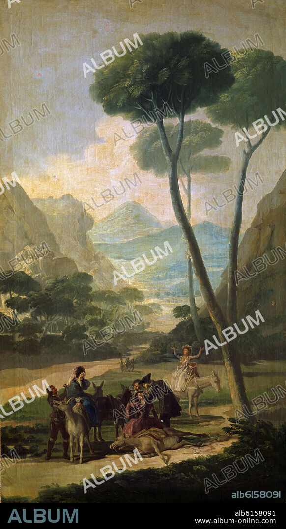 FRANCISCO DE GOYA. LA CAIDA DEL BURRO - 1786/7 - 169 X 100 CM.