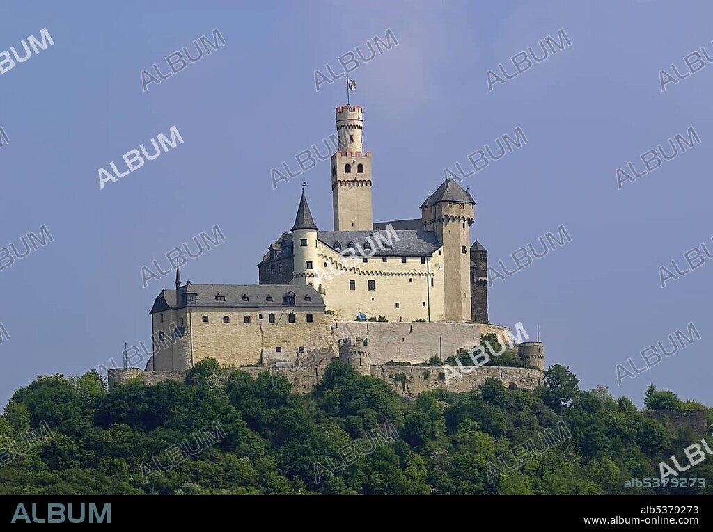 Marksburg castle, medieval castle on a hill, in the UNESCO World Heritage Site Middle Rhine Valley, Rhineland-Palatinate, Germany, Europe