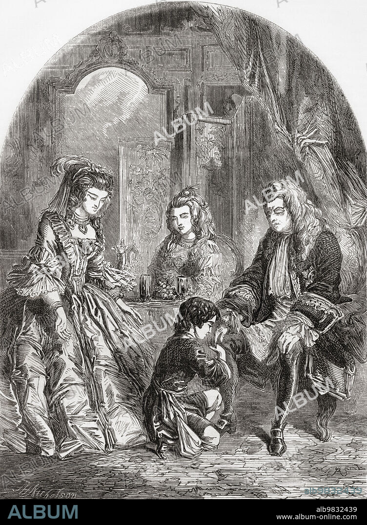 The reception of James II in Dublin, 1698. After he was deposed in the Glorious Revolution of 1688, James II went into exile in France, where he was welcomed by his cousin Louis XIV. Louis was at war with William of Orange, James' replacement on the throne of England and Scotland, and encouraged James to travel to Ireland, which still recognised him as its king. James II and VII, 163O -1701. King of England and King of Ireland as James II, and King of Scotland as James VII.From Cassell's Illustrated History of England, published c.1890.