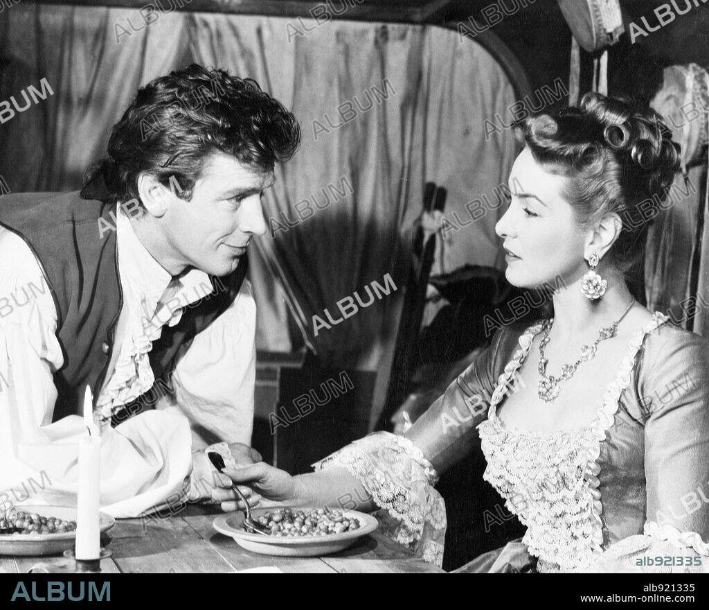 PATRICIA ROC and RICHARD BASEHART in CARTOUCHE, 1955 (LE AVVENTURE DI CARTOUCHE), directed by GIANNI VERNUCCIO and STEVE SEKELY. Copyright VENTURINI FILM.