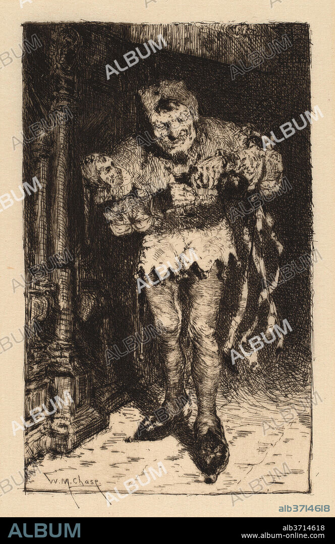 WILLIAM MERRITT CHASE. Keying Up: The Court Jester. Dated: c. 1875. Dimensions: image: 152 x 92 mm  primary sheet: 235 x 162 mm  secondary sheet: 291 x 245 mm. Medium: etching.