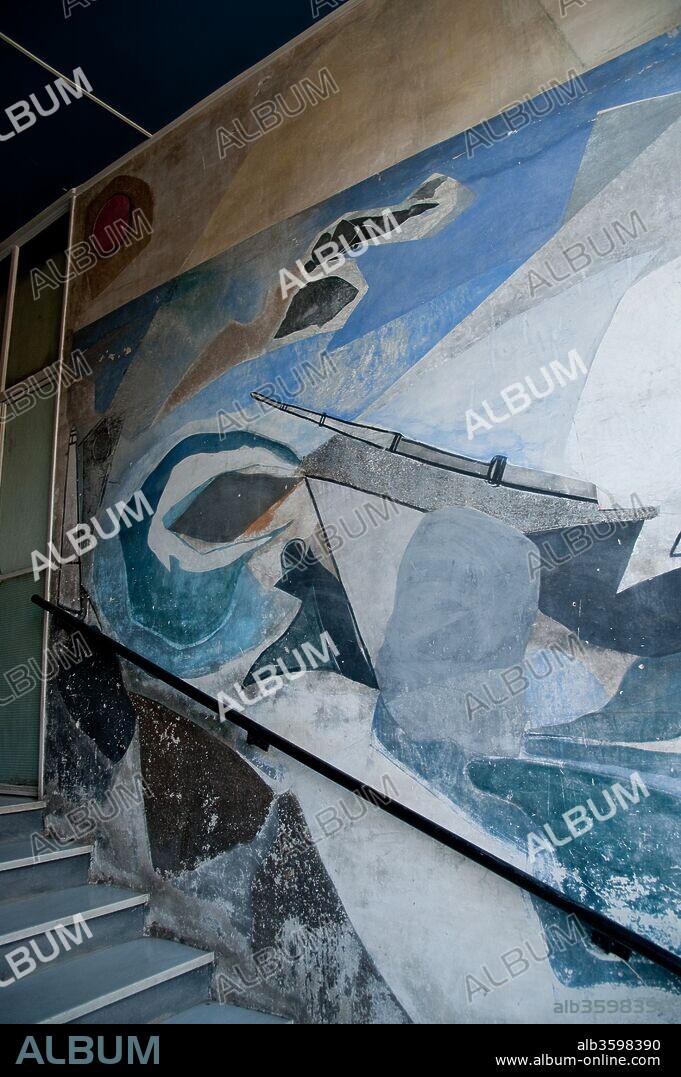 Josep Guinovart / Casa de la Barceloneta, Casa dels pescadors, 1952-1954, Pintura del vestíbulo, Barcelona, Barcelona, Cataluña, España.