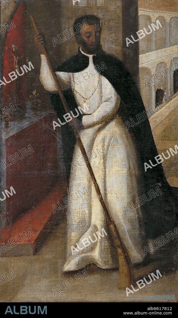 ANONIMO. 'Fray Martín de Porres con la escoba', siglo XVII.
