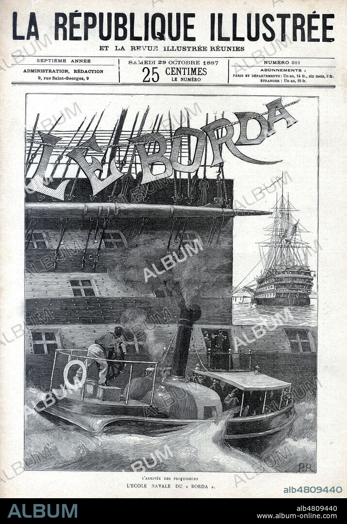 L'arrivee des professeurs. L'ecole navale du Borda. Illustration de Paul RENOUARD (1845-1924) pour La Republique illustree du 29 octobre 1887. Credit : Collection Jonas/Kharbine-Tapabor.