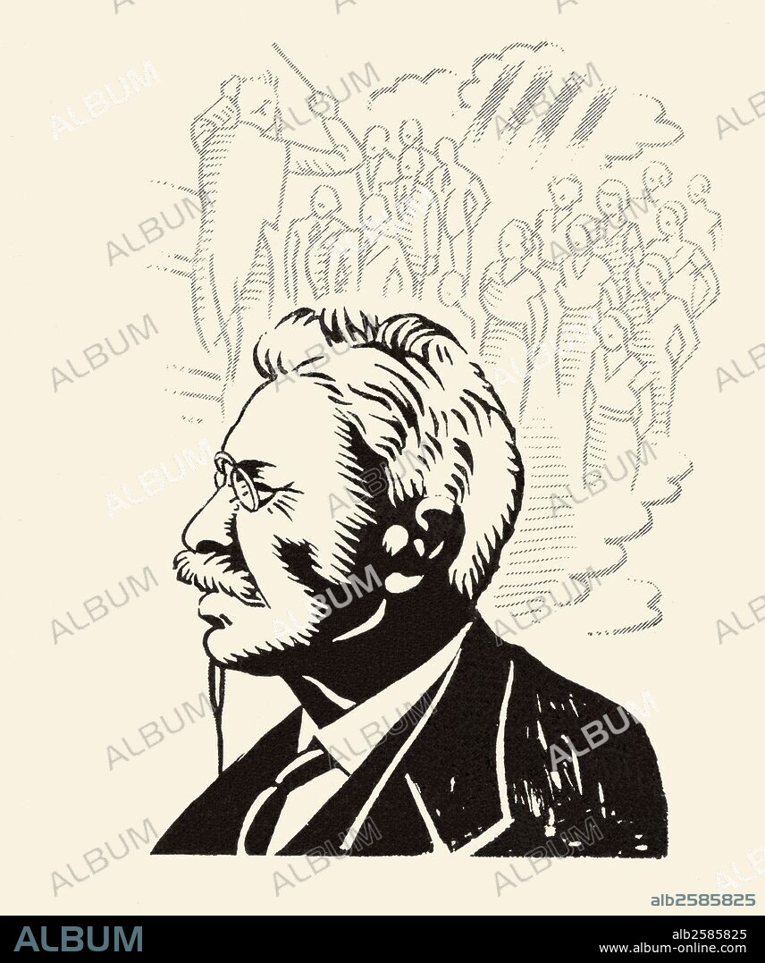 Lluís Millet Pagés (1867-1941). Músico, fundador del Orfeó Català. Dibujo de 1934.