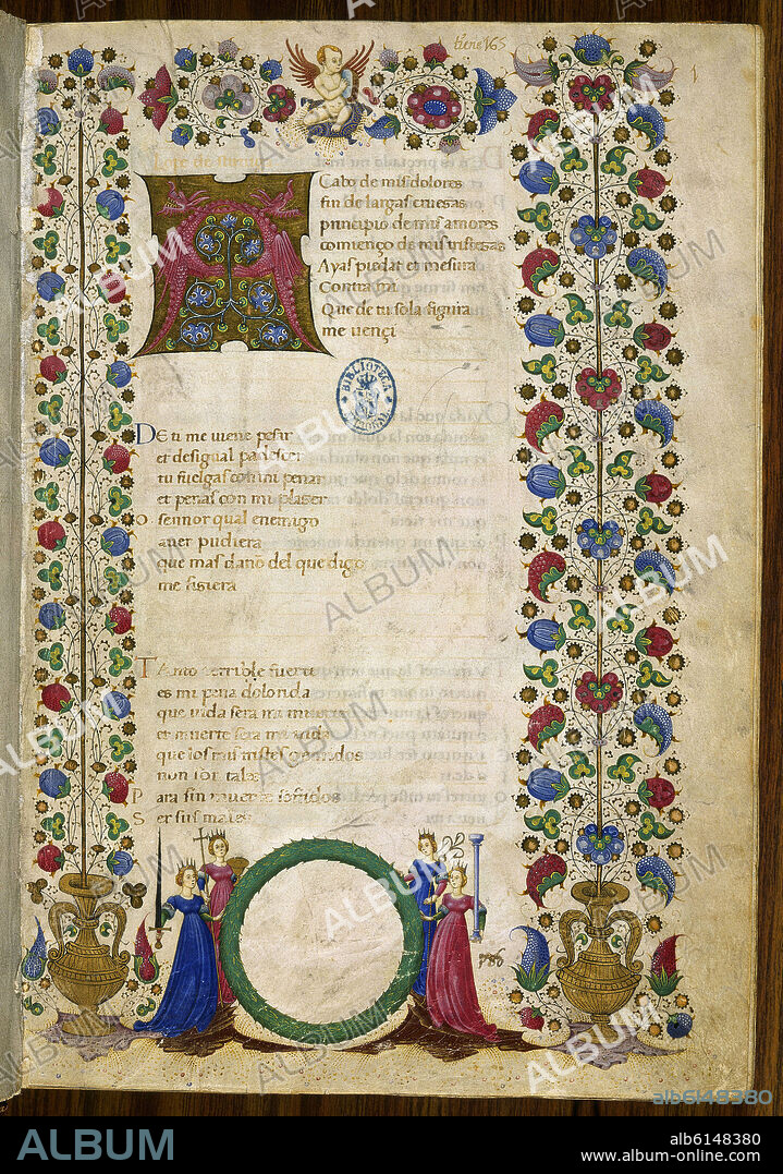 CANCIONERO DE STUÑIGA-S XV-VITR 17-7 F1-LETRA HUMANISTICA.