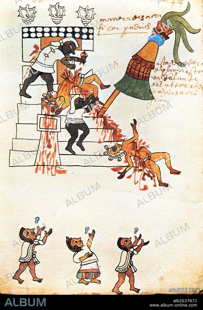 'Codex Tudela: Aztec human sacrifice', 1553.