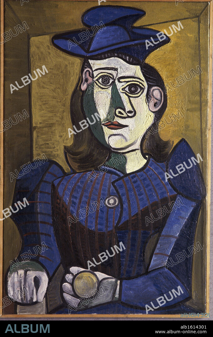 Woman In Blue Hat by Pablo Picasso, Oil painting, 7 March 1944, 1881-1973.