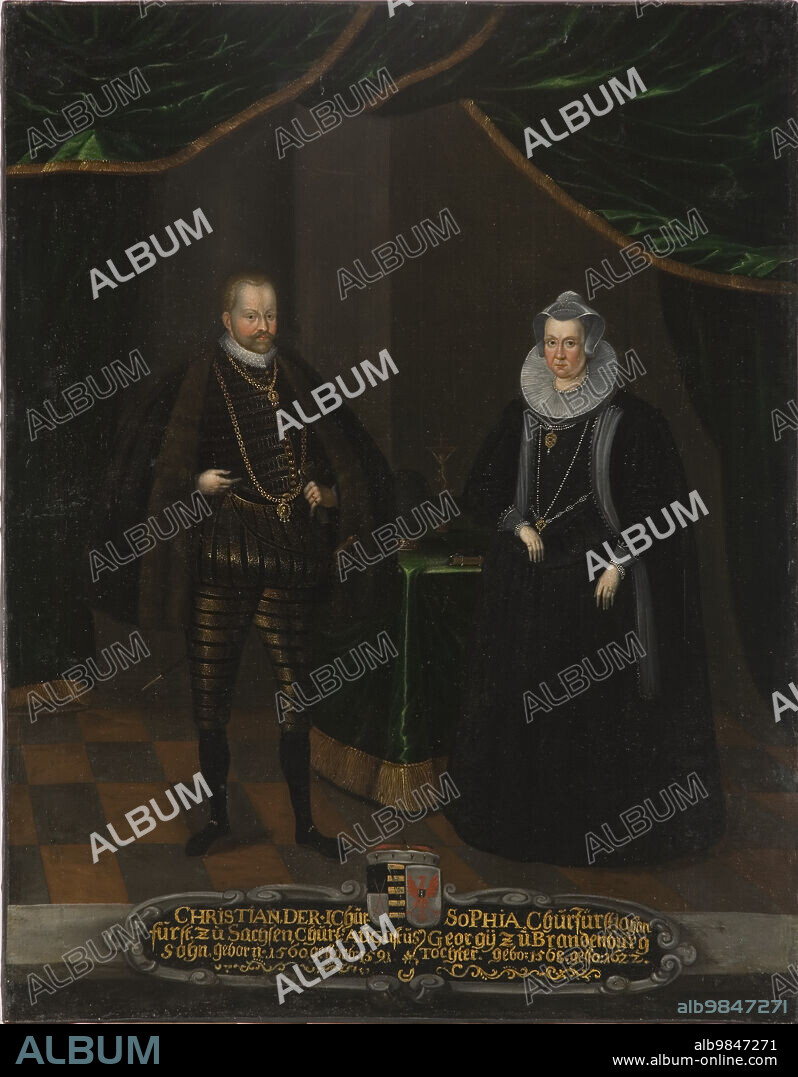 ANON. Christian I, 1560-1591, Elector of Saxony, Sofia, 1568-1622, Princess of Brandenburg, c16th century.