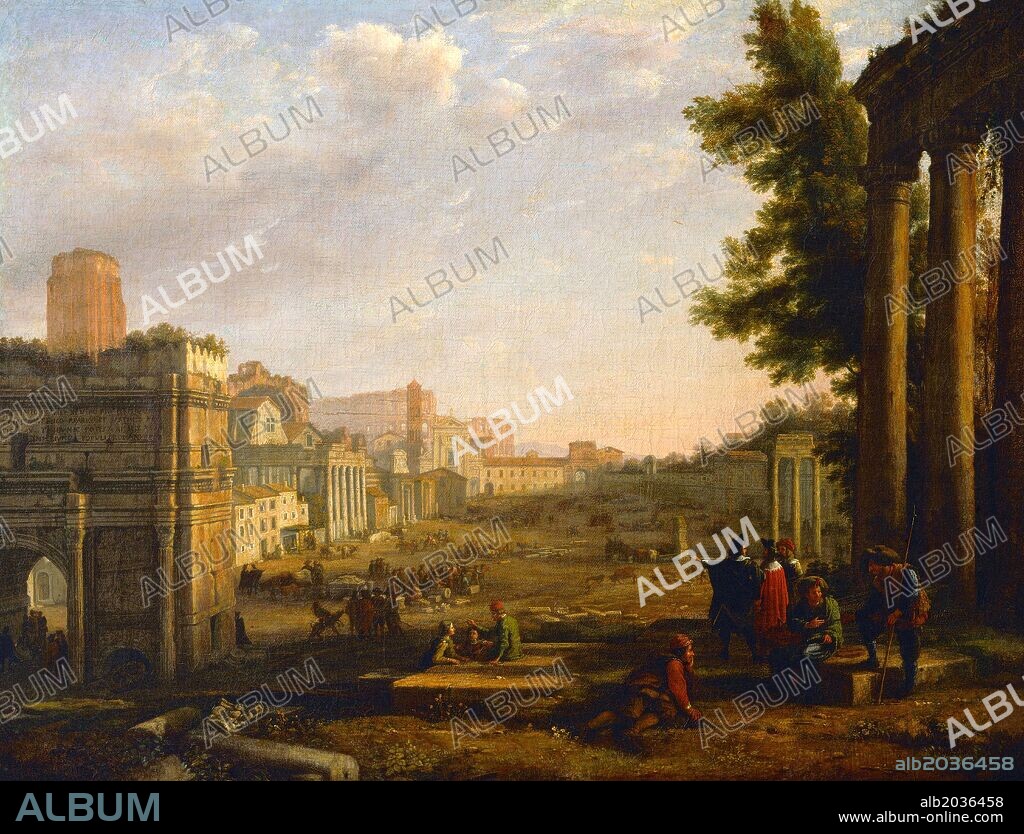 Claude Lorrain / 'View of the Campo Vaccino, Rome', 1636, Oil on canvas, 56 × 72 cm, Inv. 4713.