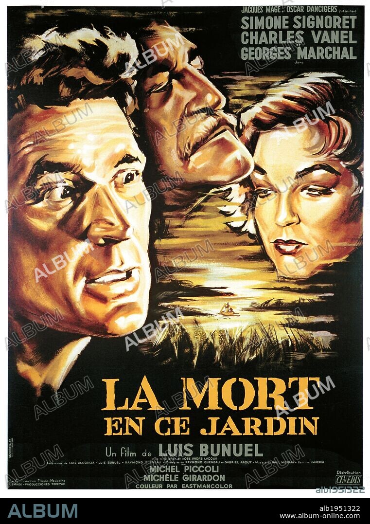 Poster de LA MUERTE EN ESTE JARDÍN, 1956 (LA MORT EN CE JARDIN), dirigida por LUIS BUÑUEL. Copyright PRODUCCIONES TEPEYAC.