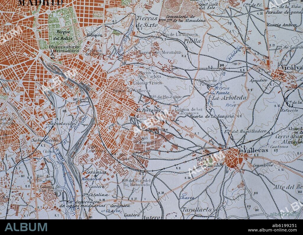MAPA DE MADRID Y ALREDEDORES 1962-DET EXTRARRADIO:OBSERVATORIO,VALLECAS.(CONJ 71516).