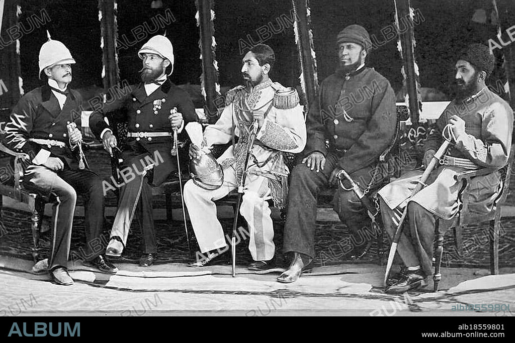 The Amir Yakub Khan, General Daoud Shah, Habeebulah Moustafa, with Major Cavagnari C.S.I. and a Mr Jenkyns. The Treaty of Gandamak officially ended the first phase of the Second Anglo-Afghan War. Afghanistan ceded various frontier areas to Britain to prevent invasion of further areas of the country. It was signed by the emir of Afghanistan, Mohammad Yaqub Khan and Sir Pierre Louis Napoleon Cavagnari representing the British government of India, on 26 May 1879, at a British army camp near the village of Gandamak, about 70 miles east of Kabul, The treaty was ratified by Lord Edward Robert Bulwer Lytton, Viceroy of India, on 30 May 1879. Most historical writings consider the Treaty of Gandamak as the prelude to the second phase of the Second Anglo-Afghan War, 1879-80