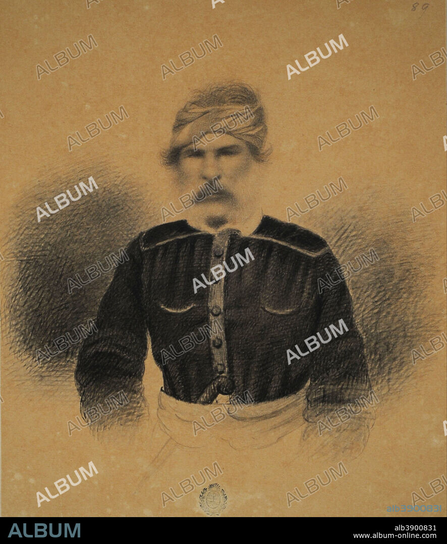 IGNACIO BAZ. El Chacho (Angel V. Peñaloza). Date/Period: From 1850 until 1887. Drawing. Height: 180 mm (7.08 in); Width: 150 mm (5.90 in).