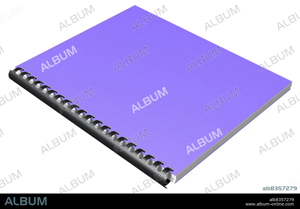 Notebook made up of a set of punched sheets of paper that are bound together with a toothed plastic strip.
