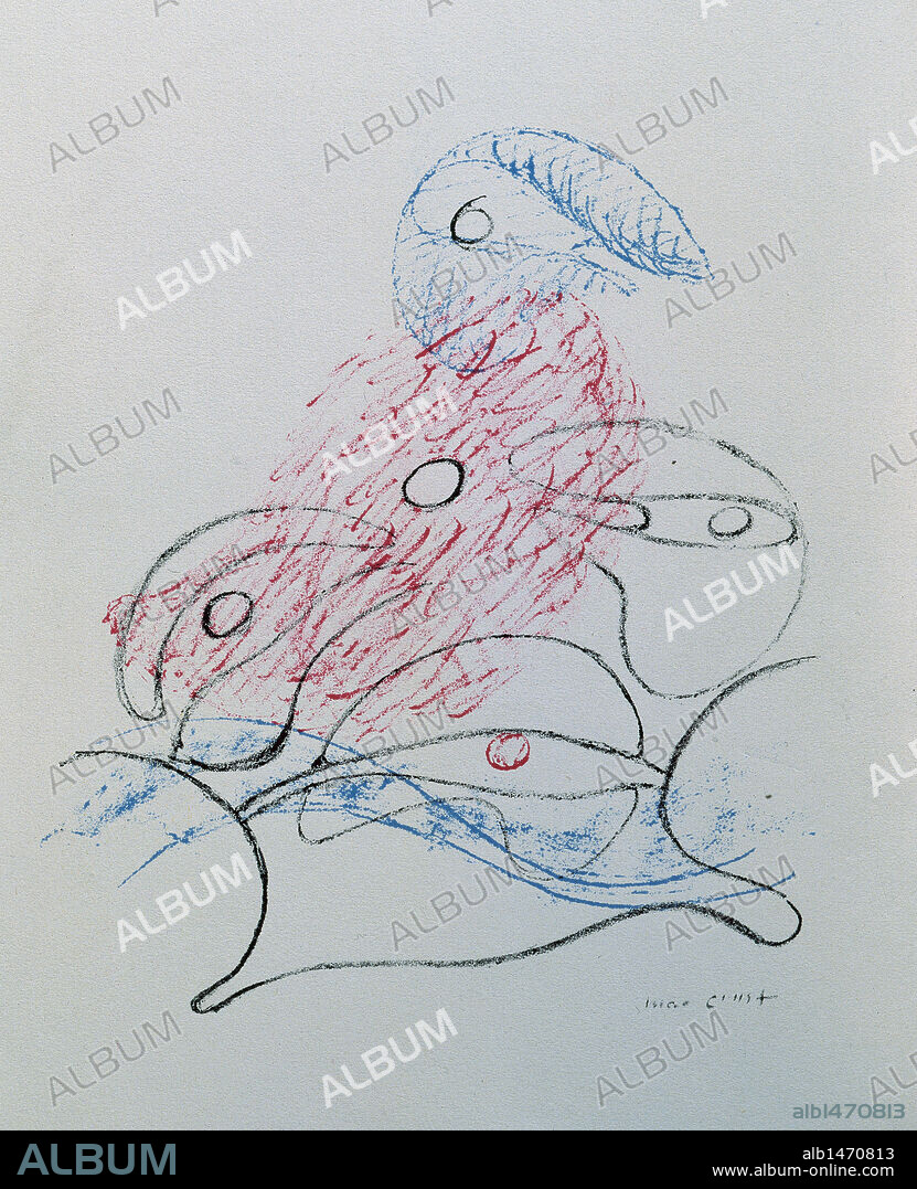 MAX ERNST. ARTE SIGLO XX. FRANCIA. ERNST, Max (Brühl, 1891-París, 1976). Pintor francés de origen alemán. Entró en contacto con los surrealistas (París, 1922) y fue uno de los artistas que mejor plasmaron las características de este movimiento. Dibujo realizado para la "Exposición Internacional del Surrealismo" de 1947, en la Galería Maeght de París. Francia.