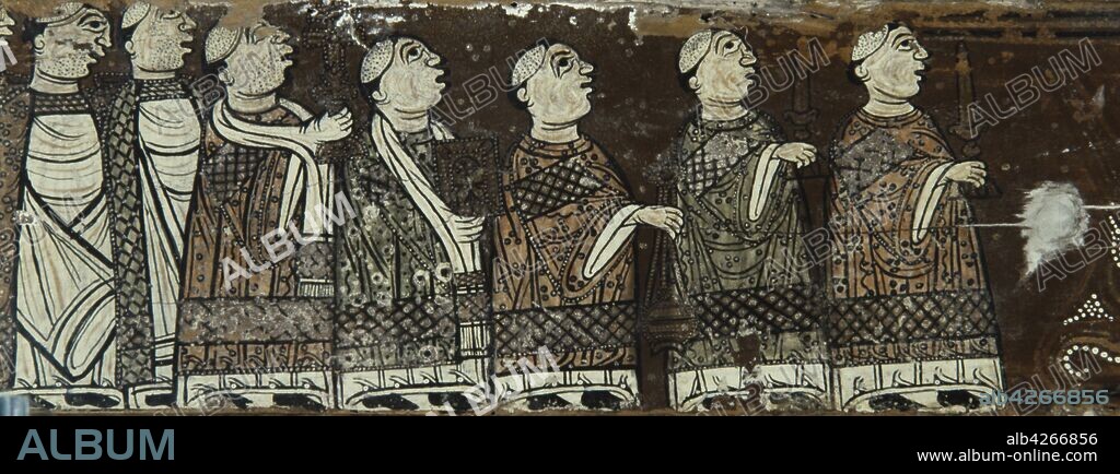 Detalle de la viga románica del Monasterio de Sant Miquel de Cruïlles, siglo XIII.