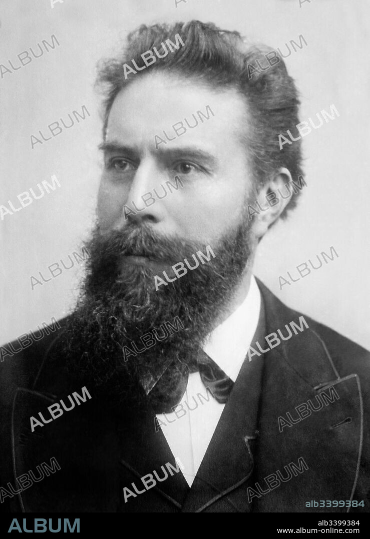 Germany: 1900 A portrait of Prof. Wilhelm Conrad Roentgen who received the first Nobel Prize in Physics in 1901 for producing and detecting electronic radiation known as x-rays.
