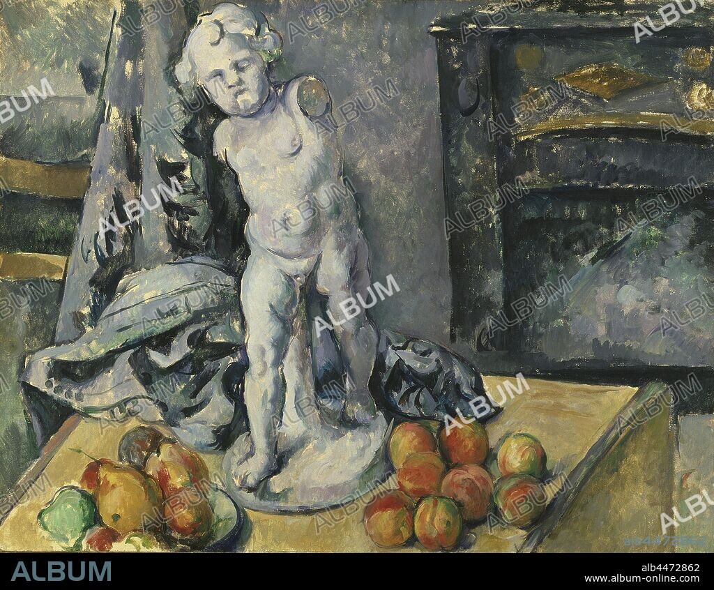 Paul Cézanne, Still Life with Plaster Cupid English, Still Life with Statuette, Still Life with figurine, painting, still life, 1890s, Oil on canvas, Glazed, Height, 63 cm (24.8 inches), Width, 81 cm (31.8 inches).