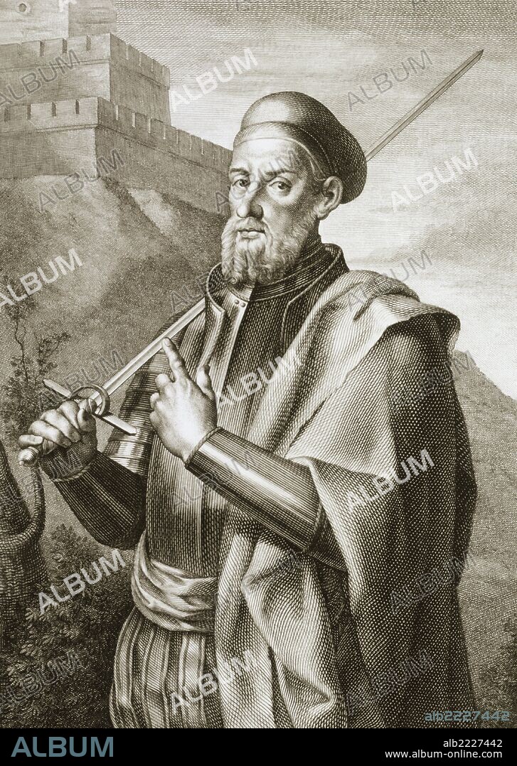 DIEGO GARCIA DE PAREDES (1468-1533). Militar español, conocido como el "Sansón de Extremadura". Grabado.
