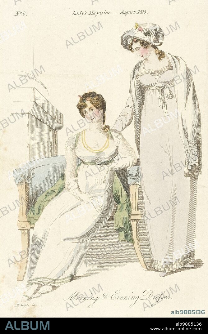 Fashion Plate (Morning and Evening Dresses), 1813. From The Lady's Magazine.
