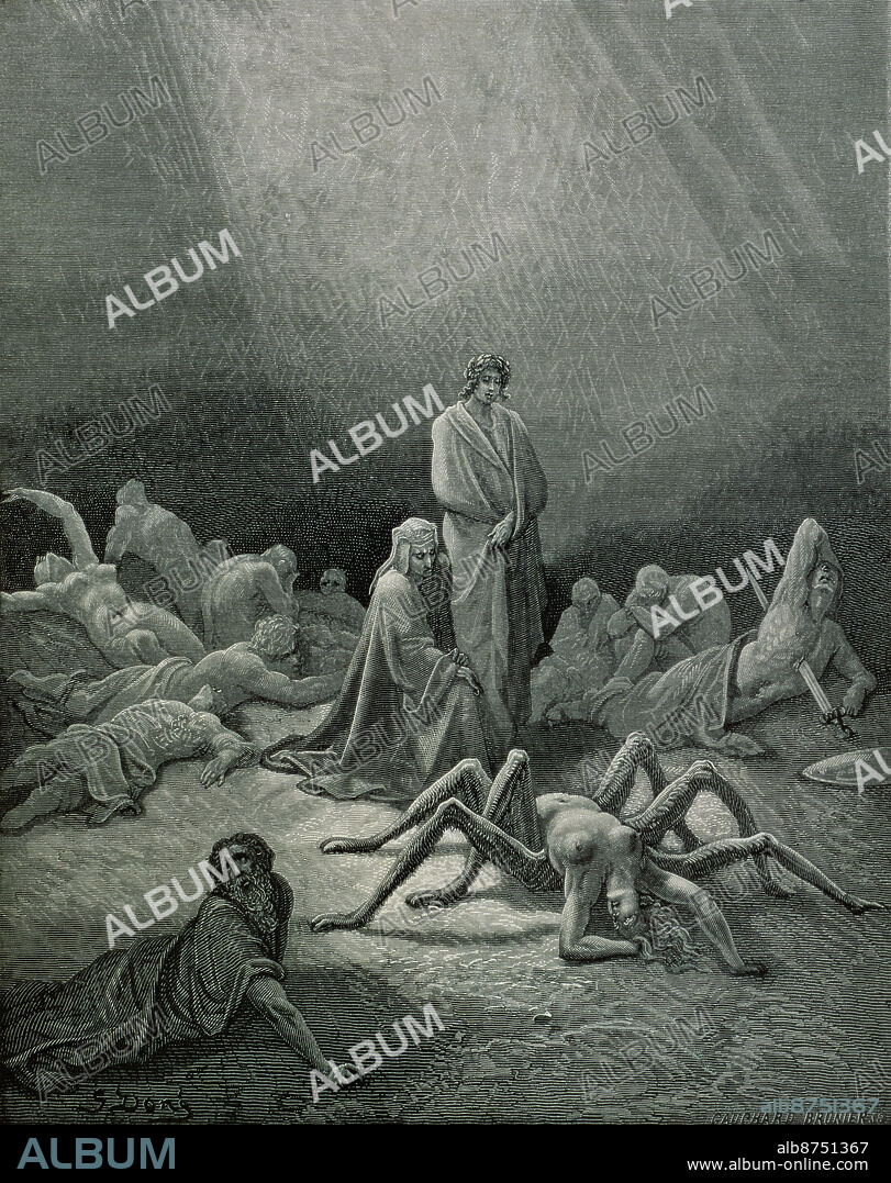 GUSTAVE DORE. Virgile et Dante contemplant la femme araignee;.