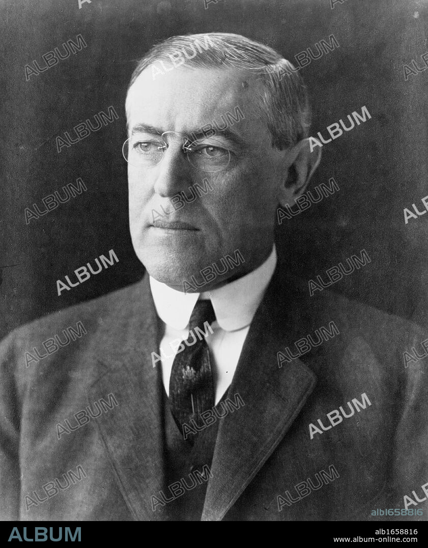 (Thomas) Woodrow Wilson (1856-1924) 28th President of the United States of America 1913-1921 throughout the First World War.  Suffered a severe stroke in October 1919 leaving him partially incapacitated.  Photographic portrait December 1912.