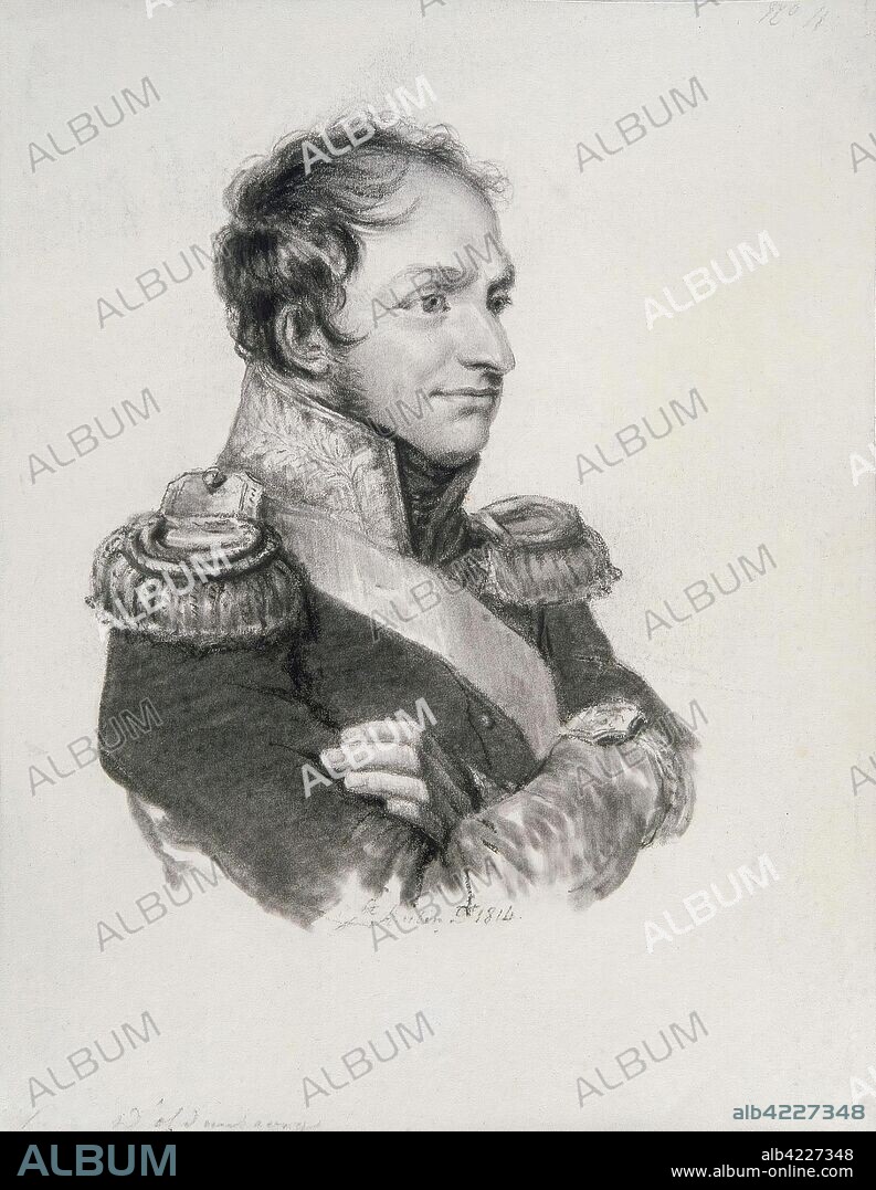 LOUIS DE SAINT-AUBIN. 'Portrait of Prince Georgy Petrovich Oldenburgsky'. Series of Portraits of the 1812 War Heroes. Russia, 1814. Dimensions: 22,3x17,5 cm.