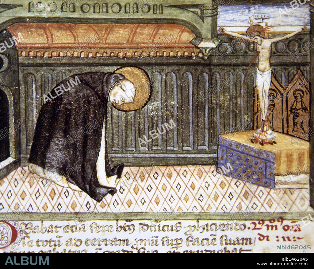 "ORATORES" (LOS QUE REZAN). EDAD MEDIA. "MANERA CORRECTA DE REZAR". Miniatura perteneciente a "Theologica Varia", siglo XIV-XV. Folio 6r. Biblioteca Apostólica Vaticana. Ciudad del Vaticano.