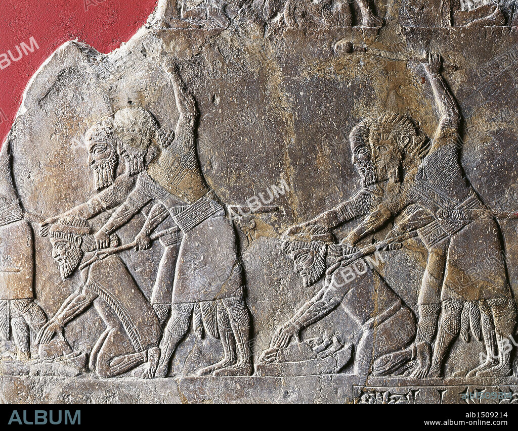 Assyrian civilization, 7th century b.C. Relief with battle of Til-Tuba, 660-650 b.C. From the Palace of Ashurbanipal at Nineveh, Iraq. Detail.
