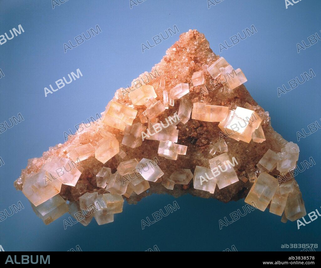 Halite crystals, also known as rock salt.