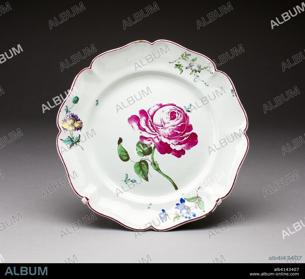 NIDERVILLER POTTERY AND PORCELAIN FACTORY. Plate. Niderviller Pottery Factory; French, founded 1754. Date: 1765-1775. Dimensions: 2.9 × 23.9 cm (1 1/8 × 9 3/8 in.). Tin-glazed earthenware (faience). Origin: Niderviller.