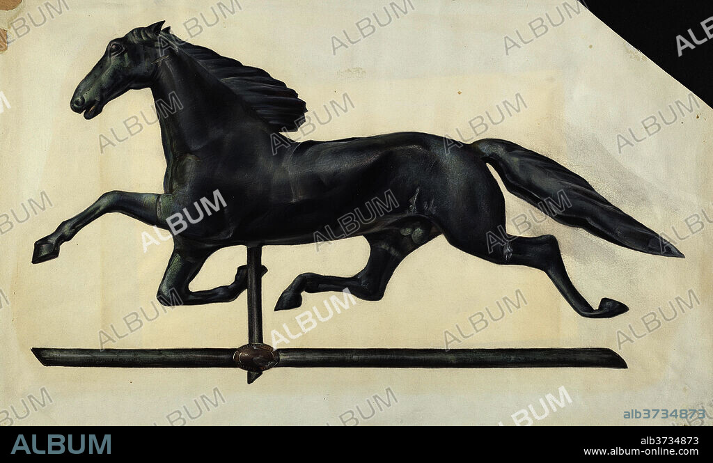 JAMES MCLELLAN. Weather Vane. Dated: c. 1938. Dimensions: overall: 33.4 x 54.7 cm (13 1/8 x 21 9/16 in.)  Original IAD Object: 28 1/2" wide; 17" high. Medium: watercolor, gouache, and graphite on paper.