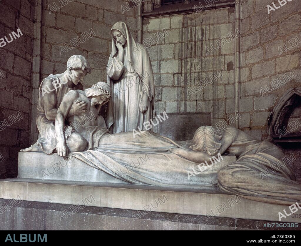 JOSEP LLIMONA BRUGUERA (1860-1926). EL ENTIERRO DE CRISTO - 1920 - SITUADO EN LA CAPILLA DE LA FAMILIA SANLLEHY EN EL CLAUSTRO DE LA CATEDRAL DE BARCELONA.