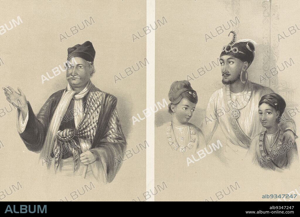Annan Messee a converted Hindoo/ The Rajah of Nahun and his two sons. From: Portraits of the princes and people of India, Lowes Cato Dickinson, artist, 1844, lithography.