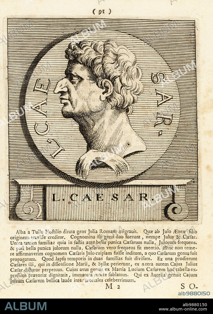 Claudius I, Roman Emperor, 10BC - 54 AD. Tiberius Claudius Caesar Augustus Germanicus, fourth Roman Emperor of the Julio-Claudian dynasty, ruled from 41 to his death in 54. Copperplate engraving by Pieter Bodart (1676-1712) from Henricus Spoors Deorum et Heroum, Virorum et Mulierum Illustrium Imagines Antiquae Illustatae, Gods and Heroes, Men and Women, Illustrated with Antique Images, Petrum, Amsterdam, 1715. First published as Favissæ utriusque antiquitatis tam Romanæ quam Græcæ in 1707. Henricus Spoor was a Dutch physician, classical scholar, poet and writer, fl. 1694-1716.